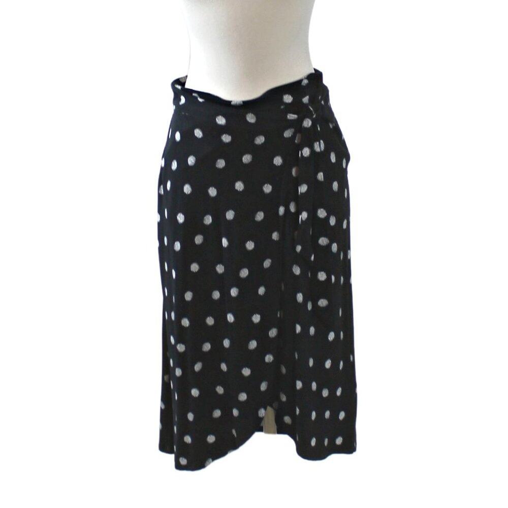 Adrienne Vittadini Women's Midi Skirt Faux Wrap Polkadot Print Size XS